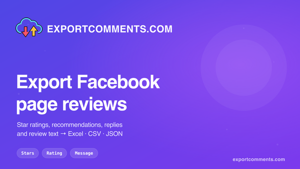 Export Facebook page reviews to Excel with ExportComments